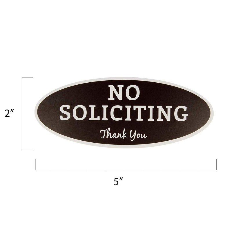 ExcelMark No Soliciting Sign for House or Business â€“ Durable Indoor/Outdoor Sign â€“ Easily Attach to Front Door - UV and Weather Resistant (Small - 2"x 5", Dark Brown with White Letters) - Image 1